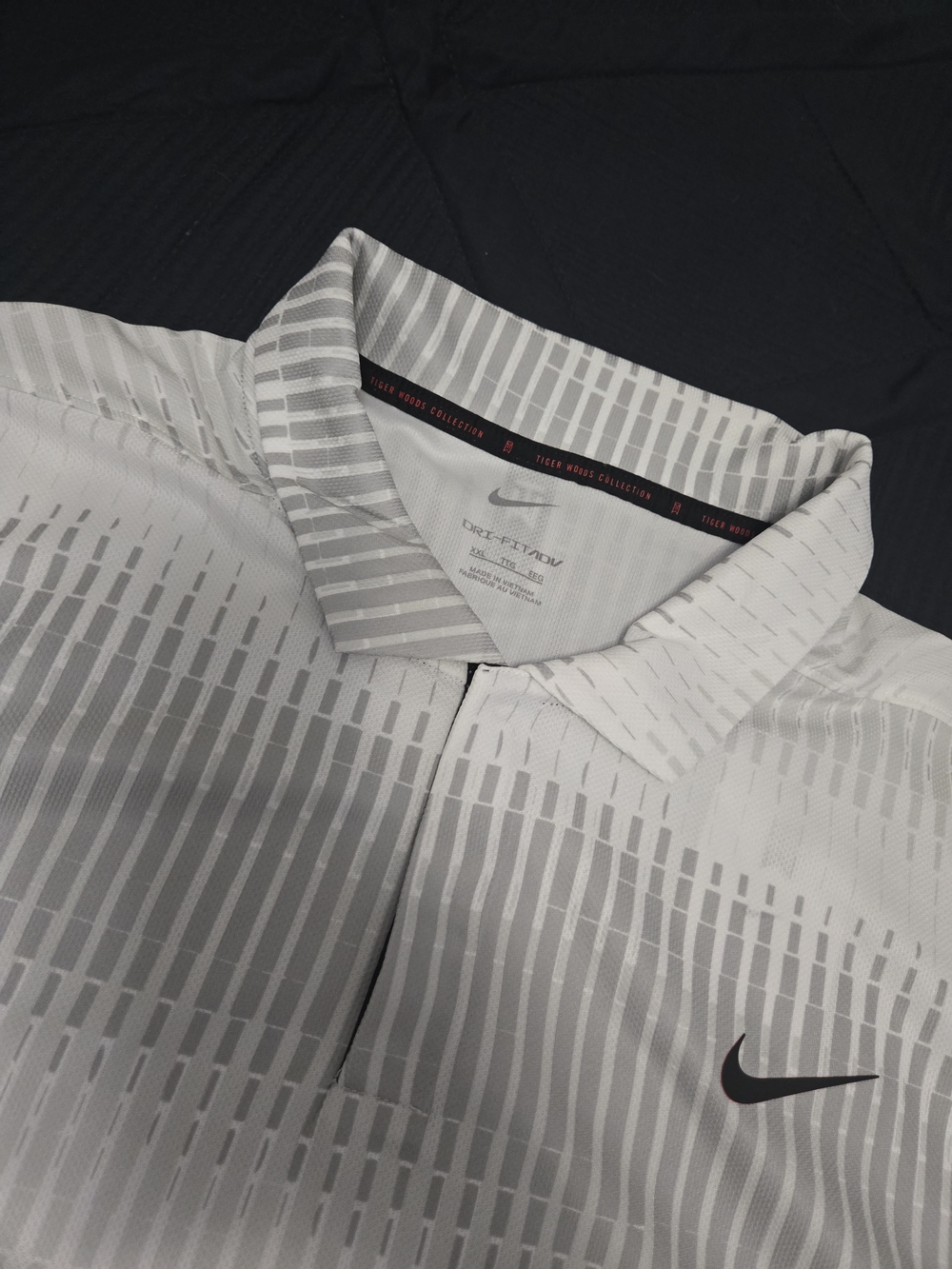 Nike Dri-Fit Thw Tiger Woods Collection Gray Patterned Golf Polo NWT size 2xl